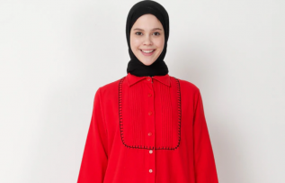 ELİS ŞİLE BEZİ / Kırmızı Boydan Düğmeli Elbise