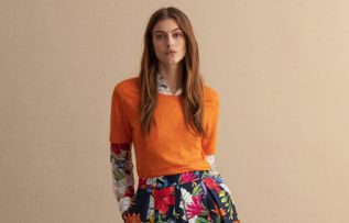 Gant / Renkli Floral Desenli Keten Etek