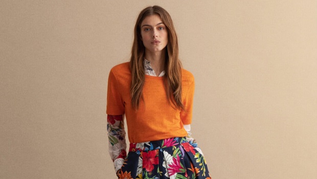 Gant / Renkli Floral Desenli Keten Etek