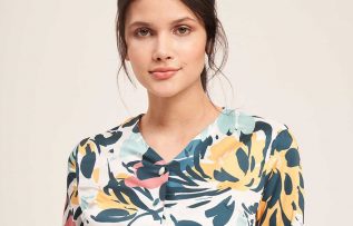 MİZALLE / Düğmeli Çiçek Desenli Elbise