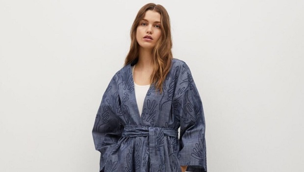 Mango / İşlemeli Pamuklu Kaftan