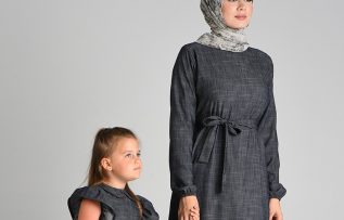 SEFAMERVE / Kolu Lastikli Anne Kız Kombin Elbise