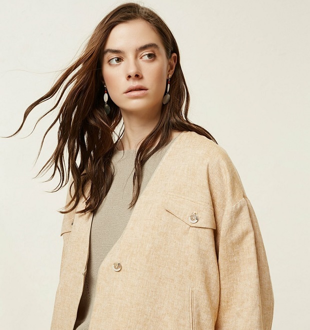 Yargıcı / Kadın Bej Cep Detaylı Ceket