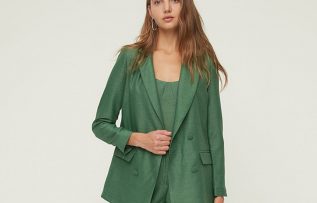 TRENDYOLMİLLA / Yeşil Düğme Detaylı Blazer Ceket
