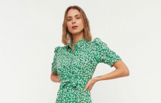 TRENDYOLMİLLA / Yeşil Kuşaklı Gömlek Elbise