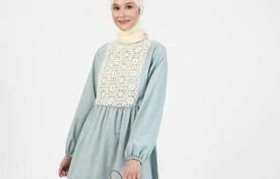 Refka / Dantel Detaylı Geniş Kesim Elbise