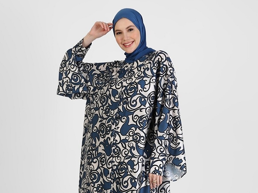 Refka / Desenli Saten Abaya Ferace